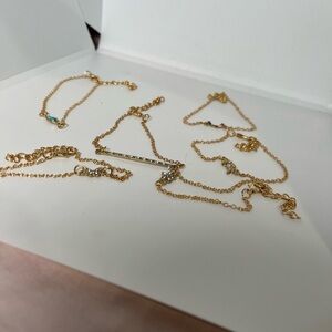 Lot of 6 Gold Tone Bracelets with Crystal Charms
